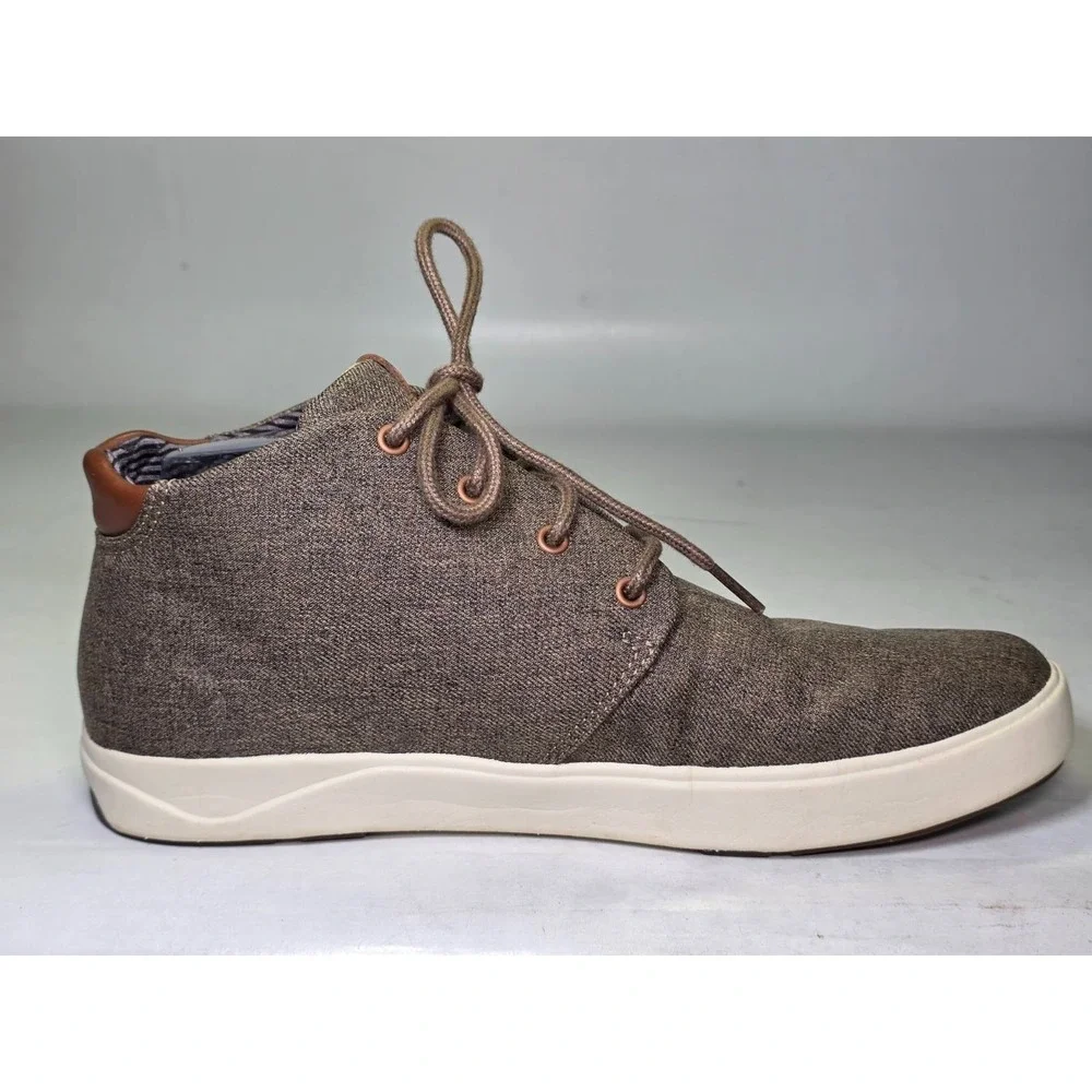 OluKai Nana Hele Wai'apo Men's Chukka Boots Size 9.5 Gray Brown Canvas Mid Shoes